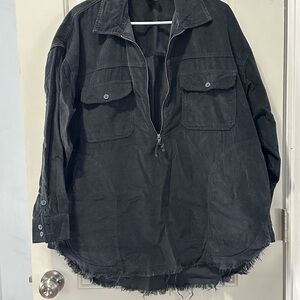 Offline By Aerie Black Denim Oversized Jacket Size Small
